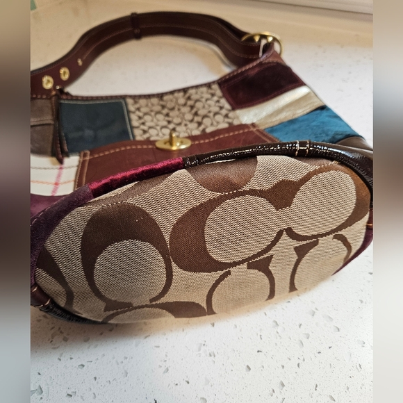 Vintage coach y2k suede leather tote purse patchwork design - Picture 10 of 15